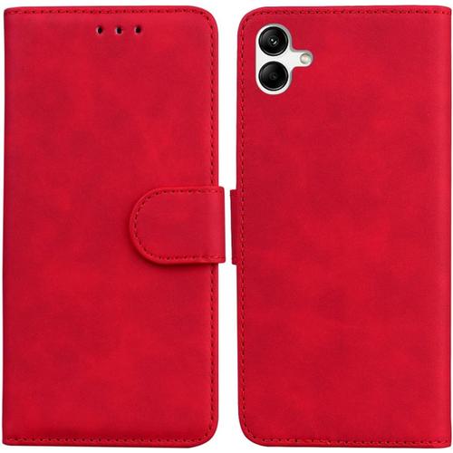 Coque Pour Samsung Galaxy A04 / Sm-A045 6,5 Pouces Pu Cuir Magnétique Portefeuille Étui En Cuir Flip Cover Cuir Case Stent Fonction Case Rouge