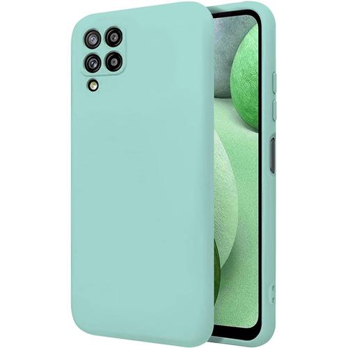 Coque Pour Samsung Galaxy A12 5g - Galaxy A12 6,5"" Coque Rigide Turquoise Silicone Liquide Premium Soft Touch Doublure Intérieure En Microfibre Protège L'appareil Photo Antidérapant Résistant Aux Rayures