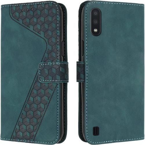 Coque Pour Samsung Galaxy A10, Etui De Protection/Flip Case, Étui À Rabat En Cuir, Étui Amovible Avec Fonction Support, Étui De Protection Avec Fentes Pour Cartes, Fermeture Magnétique Pour Samsung Galaxy A10 Vert