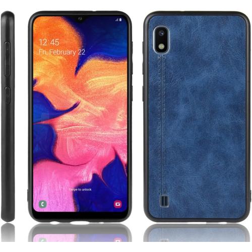 Coque Pour Samsung Galaxy A10/M10 A105/M105 6,2 Pouces , Ultra Fine, Légère, Rigide, En Pc, Cuir De Vache, Motif Pu, Coque Arrière, Bleu