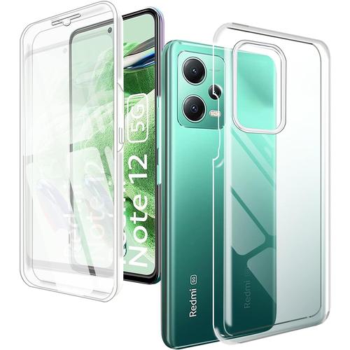 Coque Pour Redmi Note 12 5g/Poco X5 5g Transparente Protection Complète À 360 Degrés Redmi Note 12 5g/Poco X5 5g Coque De Protection Avec Film De Protection D'écran Intégré, Housse De Protection En Silicone Ultra Mince Anti-Damm