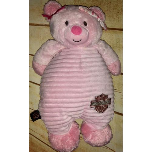 Doudou Ours Rose Harley Davidson Peluche Nounours Moto Biker