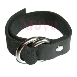 Cockring Cuir Noir 25cm Ajustable Boucle Auto Serrante Cock Ring Fetish Sextoy