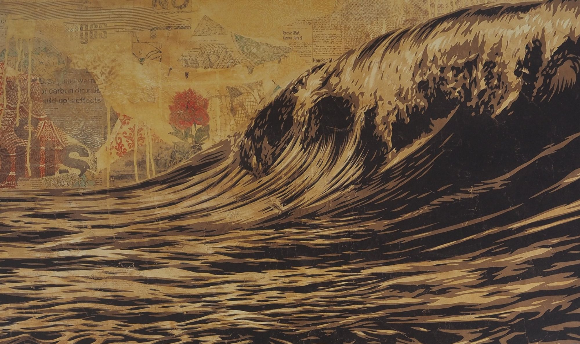 Shepard Fairey : Dark Wave, Sérigraphie Originale Signée