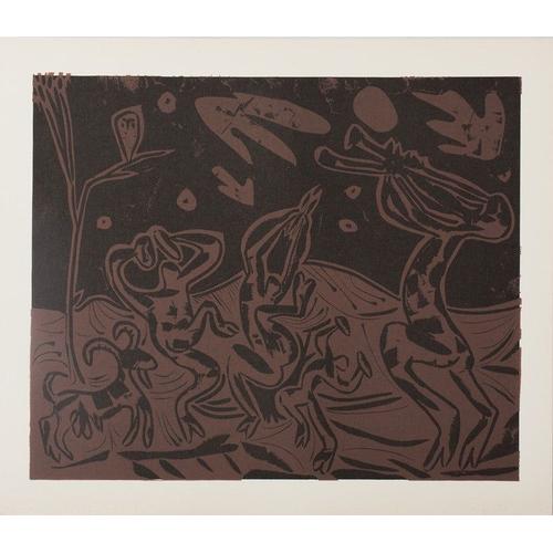 Pablo Picasso : Les Danseurs Au Hibou, Linogravure (1962)