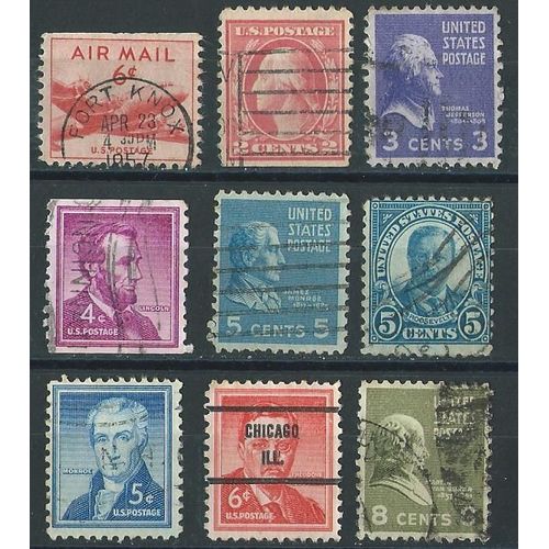 Lot 2 De 9 Timbres Etats Unis Oblitérés Anciens