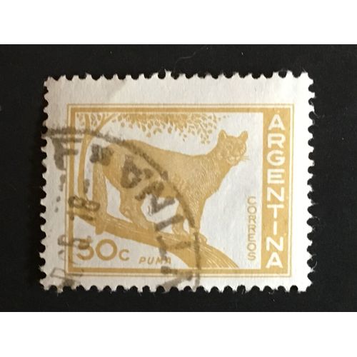 Timbre Argentine 1960 Scott 686 Sello º Fauna Puma 50c