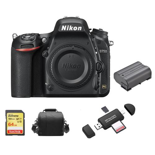 NIKON D750 Body + SD 64Go + Sac + EN-EL15B Batterie + Memory Card Reader