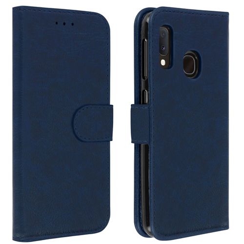 Housse Samsung Galaxy A20e Étui Porte-Cartes Fonction Support Bleu Nuit