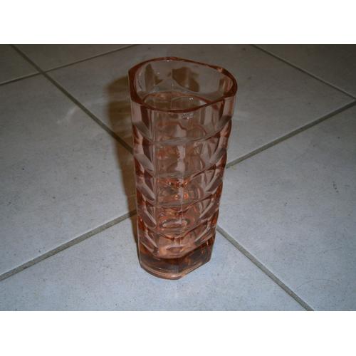 Vase en verre rose 17 cm