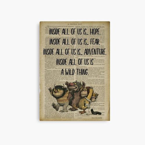 Canevas imprimer À l'intérieur de chacun de nous se trouve... l'ancienne page du dictionnaire Where the Wild Things Are Impression sur toile Art Décoration Murale/ 40x50cm ou 40x40cm