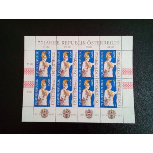 Timbre Autriche Mi 2113kb 75ème Anniversaire De La République Autrichienne 1993 ( 8712 )