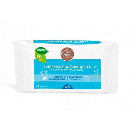 Lingettes À L'eau Thermale Biodégradables X 60 Gifrer