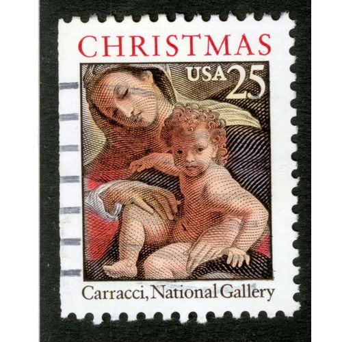 Timbre Oblitéré Usa, Christmas, Carracci, National Gallery, 25