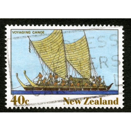 Timbre Oblitéré New Zealand, Voyaging Canoe, 40c