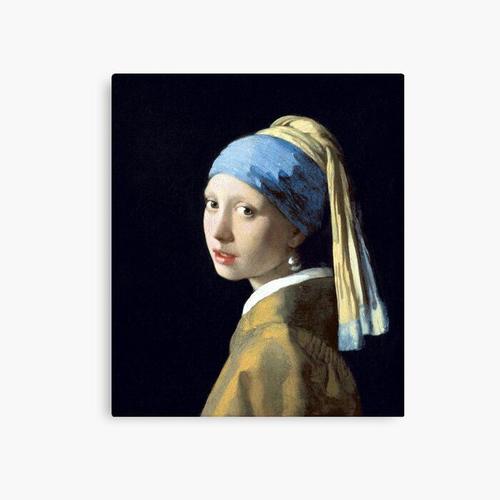 Canevas imprimer Johannes Vermeer Fille à la boucle d'oreille en perle Impression sur toile Art Décoration Murale/ 40x50cm ou 40x40cm