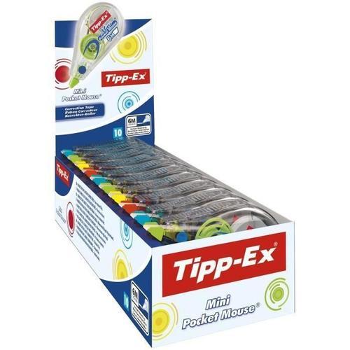 Tipp-Ex Mini Pocket Mouse Rubans Correcteurs 6 M X 5 Mm - Couleurs Tendance Assorties. Boite De 10 - Timid T Turtle