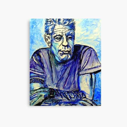 Canevas imprimer Anthony Bourdain Bleu Impression sur toile Art Décoration Murale/ 40x50cm ou 40x40cm