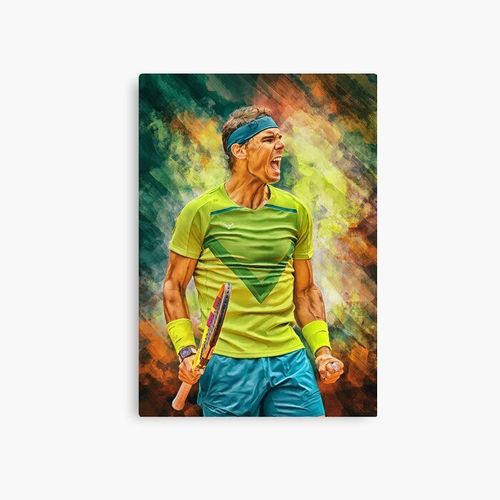 Canevas imprimer Rafael Nadal rugit allez sur le geste. RG Roland Garros 2022 Affiche d'illustration numérique Cadeau d'art de fan tennis Impression sur toile Art Décoration Murale/ 40x50cm...