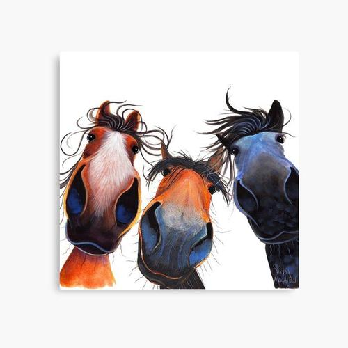 Canevas imprimer HAPPY HORSe PRINT ' QUI A LAISSÉ LA PORTE OUVERTE ? ' PAR SHiRLey MacARTHuR Impression sur toile Art Décoration Murale/ 40x50cm ou 40x40cm