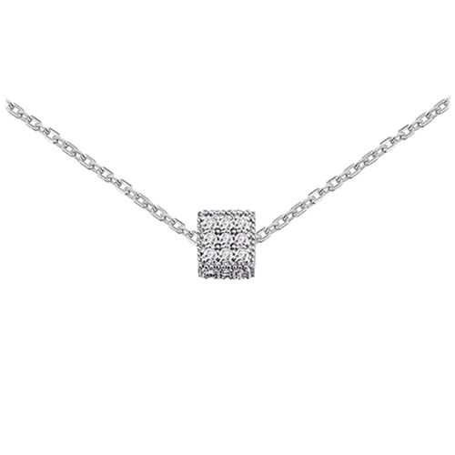 Altesse [Q8896] - Collier Argent 'sissi' Blanc Argenté Rhodié (Dé Cube) - 5x5 Mm