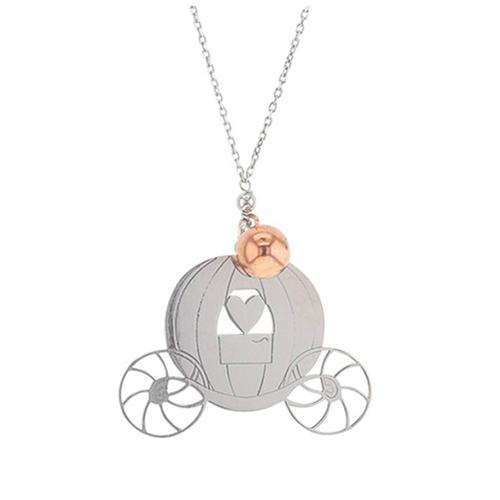 Les Trésors De Lily [Q9336] - Collier Sautoir Argent Artisanal 'cendrillon' Argenté Doré Rosé (Rhodié) - 38x28 Mm (Carrosse)