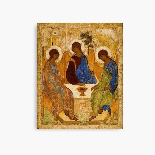 Canevas imprimer Peinture de la Sainte Trinité Rublev Trinity Print Icon Christian Religious Wall art Impression sur toile Art Décoration Murale/ 40x50cm ou 40x40cm