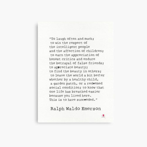Canevas imprimer Rire souvent et beaucoup , citation de Ralph Waldo Emerson Impression sur toile Art Décoration Murale/ 40x50cm ou 40x40cm