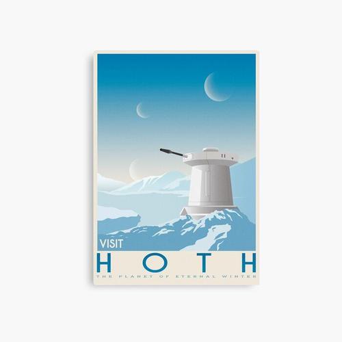 Canevas imprimer Affiche Hoth. Voyage rétro Starwars. Planète de glace. Film Tauntaun. L'Empire contre-attaque. Base rebelle d'Echo Impression sur toile Art Décoration Murale/ 40x50cm ou...