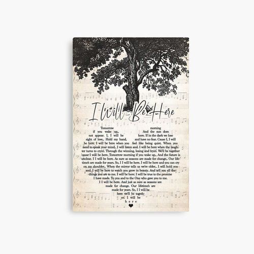 Canevas imprimer Je serai ici paroles - Steven Curtis Chapman Tree Wall Art Impression sur toile Art Décoration Murale/ 40x50cm ou 40x40cm