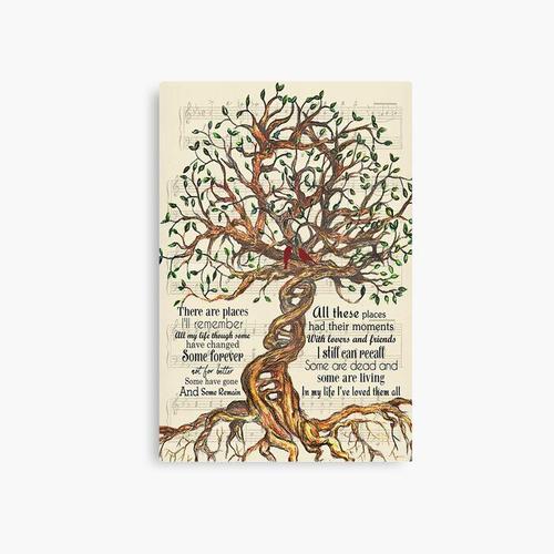 Canevas imprimer Paroles de In My Life - Cadeau d'arbre et d'oiseau cardinal qui aiment "In My Life" Impression sur toile Art Décoration Murale/ 40x50cm ou 40x40cm