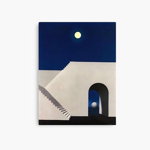 Canevas imprimer René Magritte - Architecture au clair de lune Impression sur toile Art Décoration Murale/ 40x50cm ou 40x40cm