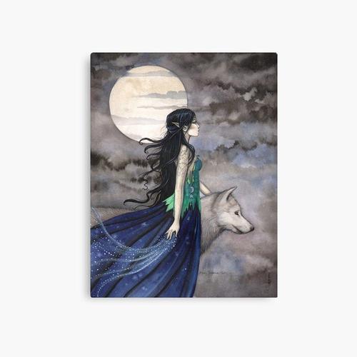 Canevas imprimer Art fantastique gothique "Nuit du loup" par Molly Harrison Impression sur toile Art Décoration Murale/ 40x50cm ou 40x40cm