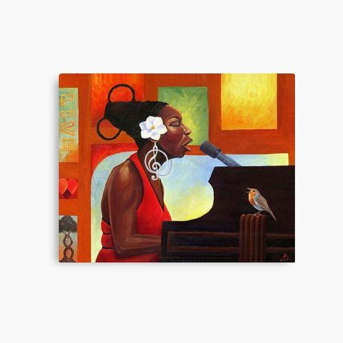 Canevas imprimer Oiseau chanteur (Nina Simone) Impression sur toile Art Décoration Murale/ 40x50cm ou 40x40cm