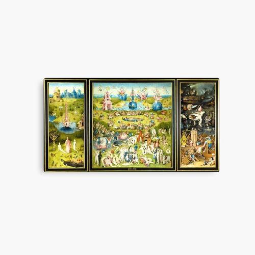 Canevas imprimer HD Le Jardin des Délices -COMPLET- par H. Bosch HAUTE DÉFINITION + couleurs originales Impression sur toile Art Décoration Murale/ 40x50cm ou 40x40cm