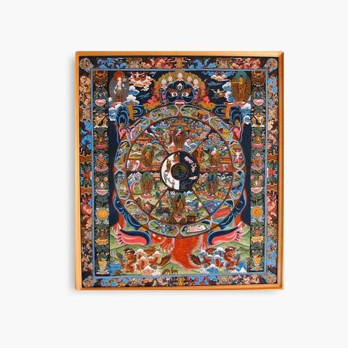 Canevas imprimer Roue de la vie bouddhiste tibétaine Impression sur toile Art Décoration Murale/ 40x50cm ou 40x40cm