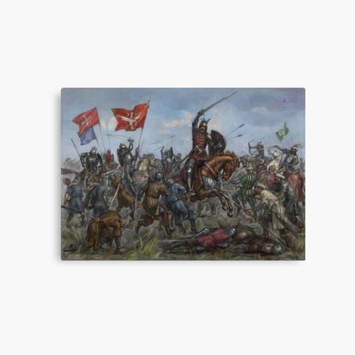 Canevas imprimer Bataille du Kosovo 1389 Chevaliers serbes contre Turcs Impression sur toile Art Décoration Murale/ 40x50cm ou 40x40cm