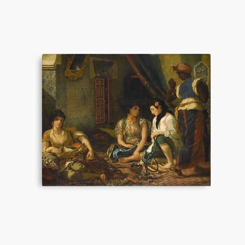 Canevas imprimer Eugène Delacroix - Femmes d'Alger dans leur appartement (Femmes d'Alger dans leur appartement) 1834 Impression sur toile Art Décoration Murale/ 40x50cm ou 40x40cm