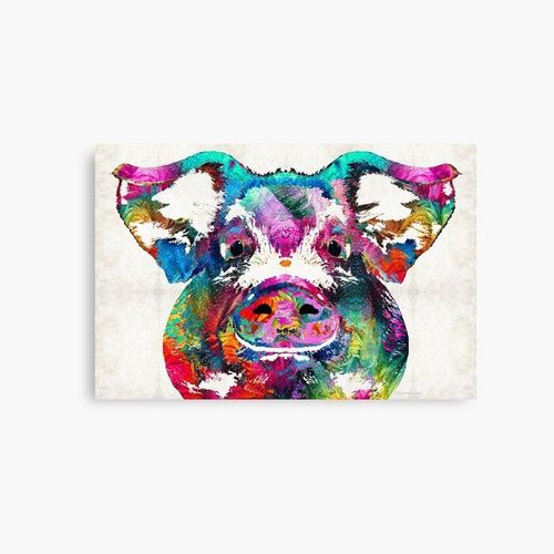 Canevas imprimer Art de cochon coloré - Squeal Appeal - Par Sharon Cummings Impression sur toile Art Décoration Murale/ 40x50cm ou 40x40cm