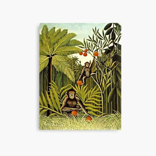 Canevas imprimer Rousseau - Les Singes dans la Jungle, ?uvre d'art populaire Impression sur toile Art Décoration Murale/ 40x50cm ou 40x40cm