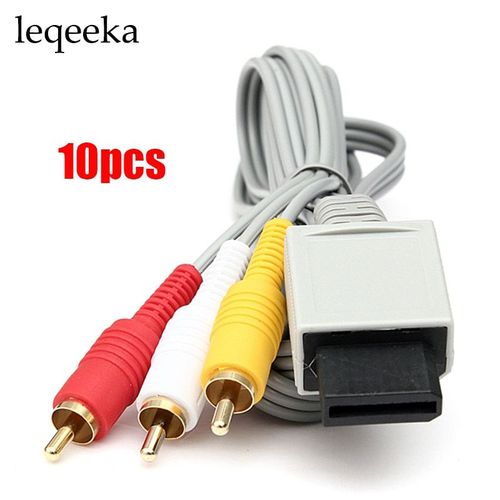 10 Pièces 1.8 M 6ft Audio Vidéo Av/Tv Composite Câble Cordon Pour Console De Jeu Nintendo Wii