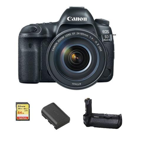 CANON EOS 5D IV reflex 30.4 mpix + objectif KIT EF 24-105MM F4L IS II USM + 64GB SD card + LP-E6N Battery + BG-E20 Battery Grip