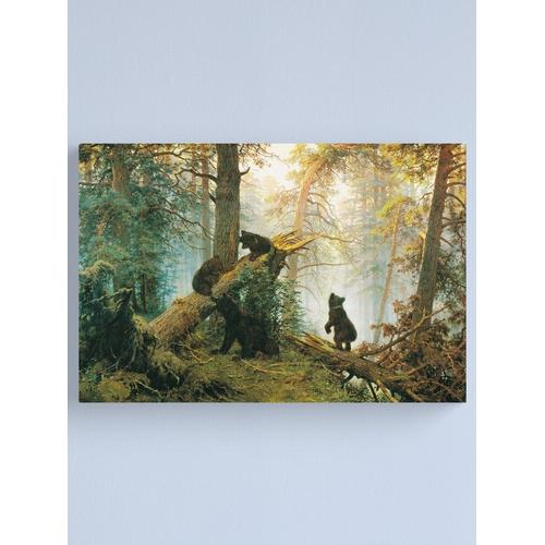 Canevas imprimer Matin dans une forêt de pins par Ivan Shishkin et Konstantin Savitsky Ours dans la forêt Art russe Impression sur toile Art Décoration Murale/ 40x50cm ou 40x40cm