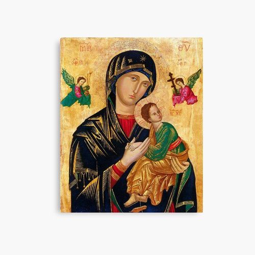 Canevas imprimer Notre-Dame du Perpétuel Secours, icône orthodoxe russe, Vierge à l'Enfant, Vierge Marie Impression sur toile Art Décoration Murale/ 40x50cm ou 40x40cm