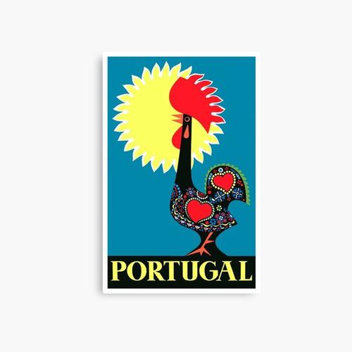 Canevas imprimer 1965 Portugal Coq de Barcelos Affiche de voyage Impression sur toile Art Décoration Murale/ 40x50cm ou 40x40cm