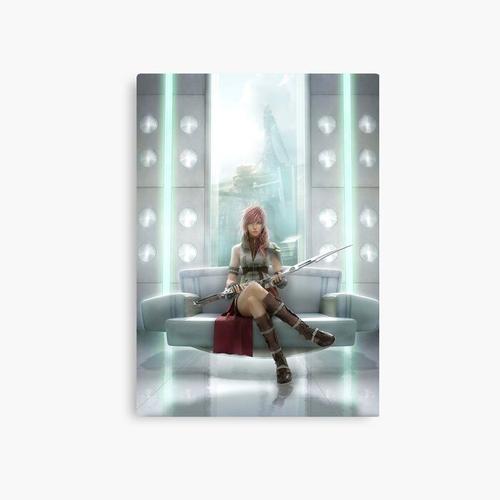Canevas imprimer Lightning Claire Farron (Final Fantasy XIII 13 FFXIII Series Sword Sexy Lewd Tits Hentai Girl) Impression sur toile Art Décoration Murale/ 40x50cm ou 40x40cm