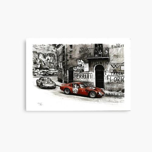 Canevas imprimer Targa Florio 1966. Alfa Romeo TZ-2 Impression sur toile Art Décoration Murale/ 40x50cm ou 40x40cm