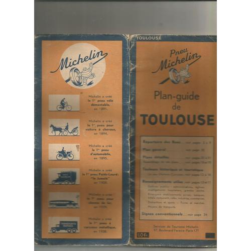 Pneu Michelin Plan Guide De Toulouse 1948