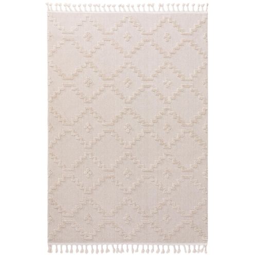 Tapis Poil Ras Oyo Crème 80x150 Cm - Tapis Poil Court Design Moderne Pour Salon