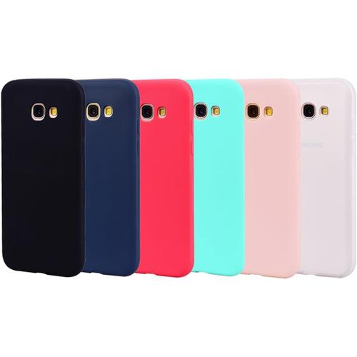 6x Coque Samsung Galaxy A7 2017 Silicone Ultra Fine Tpu Souple Housse Silicone Samsung A7 2017 Étui Soft Ultra Mince Slim Protection Bumper Case Bleu Noir Blanc Rouge Rose Cover